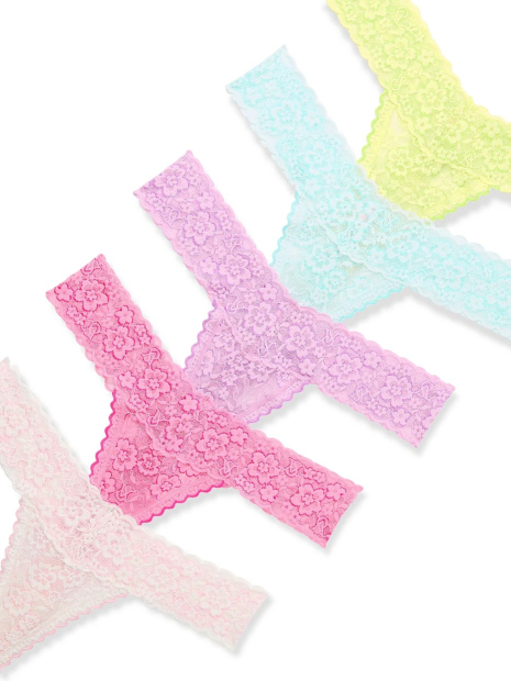Набор кружевных трусиков тонг Victoria's Secret 5 шт 1159862989 (Разные цвета XS)
