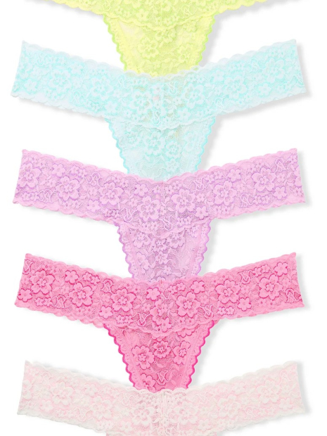 Набор кружевных трусиков тонг Victoria's Secret 5 шт 1159862989 (Разные цвета XS)