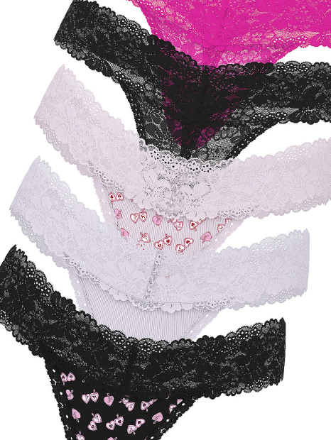 Набор 5 трусиков тонг Victoria's Secret PINK 1159863690 (Разные цвета XS)