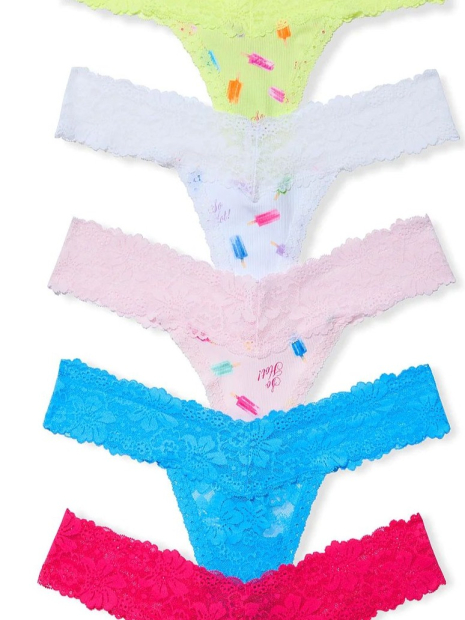 Набор трусиков тонг Victoria's Secret PINK 5 шт 1161691108 (Разные цвета XL)