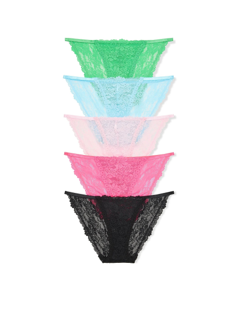 Набор кружевных трусиков бикини Victoria's Secret Pink 5 шт 1161715115 (Разные цвета S)