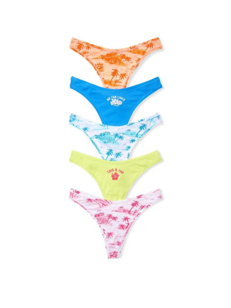 Набор трусиков тонг Victoria's Secret Pink 5 шт 1161755603 (Разные цвета XL)
