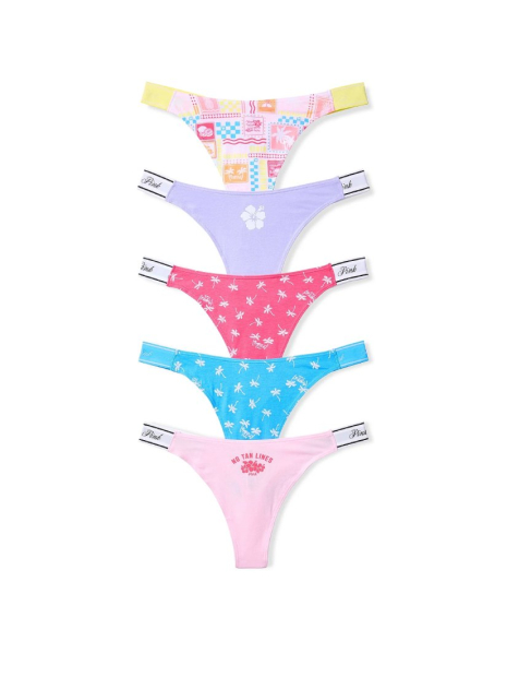 Набор трусиков тонг Victoria's Secret Pink 5 шт 1161754193 (Разные цвета XL)