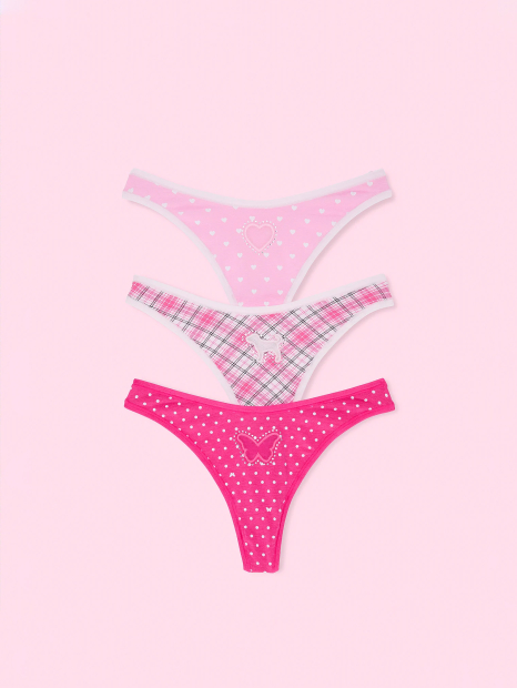 Набор трусиков тонг Victoria's Secret Pink 3 шт 1162071757 (Розовый XXL)