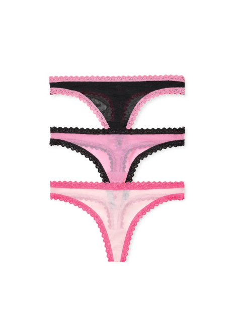 Набор сетчатых трусиков тонг Victoria's Secret 3 шт 1162281711 (Разные цвета XL)