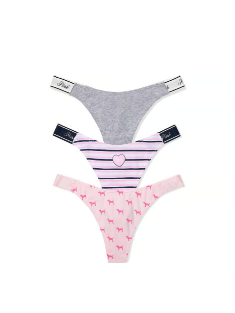 Набор трусиков тонг Victoria's Secret Pink 3 шт 1162844728 (Разные цвета XS)