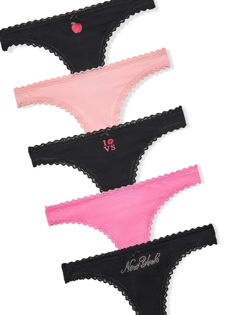 Набор трусиков тонг Victoria's Secret 5 шт 1163343482 (Разные цвета XS)