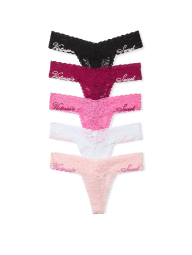 Кружевные женские трусики тонг Victoria's Secret набор 1159844011 (Разные цвета S)