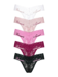 Кружевные женские трусики тонг Victoria's Secret набор 1159844011 (Разные цвета S)