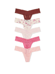 Набор кружевных трусиков тонг Victoria's Secret 5 шт 1159862995 (Разные цвета XS)