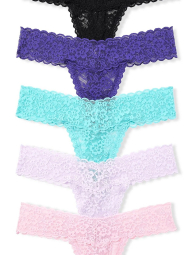 Набор кружевных трусиков тонг Victoria's Secret 5 шт 1161666316 (Разные цвета L)
