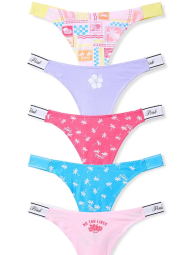 Набор трусиков тонг Victoria's Secret Pink 5 шт 1161725039 (Разные цвета S)