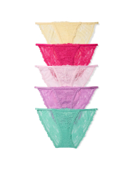 Набор кружевных трусиков бикини Victoria's Secret Pink 5 шт 1161772703 (Разные цвета XS)