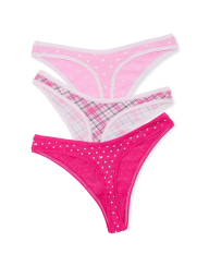 Набор трусиков тонг Victoria's Secret Pink 3 шт 1162074918 (Розовый XS)