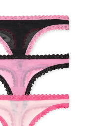 Набор сетчатых трусиков тонг Victoria's Secret 3 шт 1162281059 (Разные цвета XS)