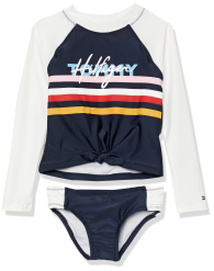 Купальник для девочек с защитой от солнца UPF 50+ от Tommy Hilfiger купальный лонгслив и плавки 1159838914 (Синий 5)