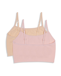 Комплект бра-топів Calvin Klein в рубчик 2 шт 1159854356 (Бежевий/рожевий S) на зріст 112-123 см