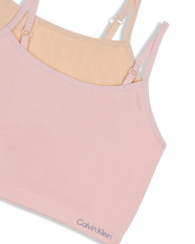Комплект бра-топів Calvin Klein в рубчик 2 шт 1159854356 (Бежевий/рожевий S) на зріст 112-123 см