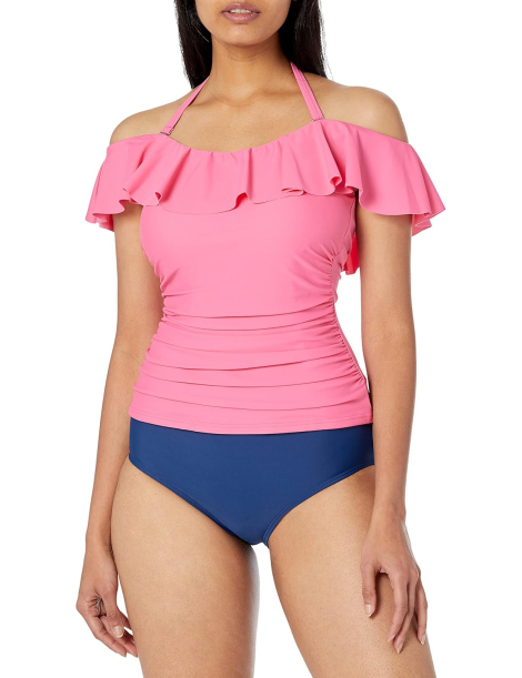 Топ для плавания Tommy Hilfiger с рюшами 1159850435 (Розовый XS)