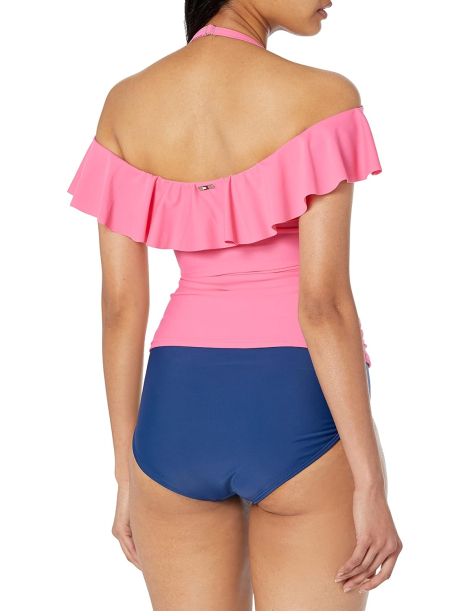 Топ для плавания Tommy Hilfiger с рюшами 1159850435 (Розовый XS)