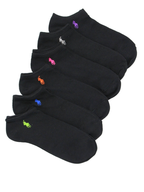 Женские короткие носки Ralph Lauren набор 6 пар 1159853217 (Черный 9-11) EU 35-42,5