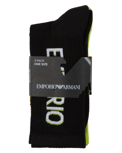 Набор высоких носков Emporio Armani 3 пары 1159846199 (Черный/Зеленый One size)