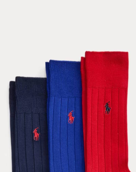 Набір чоловічих високих шкарпеток Polo Ralph Lauren 3 пари 1159860010 (Синій/Червоний 10-13)