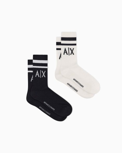 Набір чоловічих шкарпеток Armani Exchange 2 пари 1160806414 (Чорний/Білий L/XL) EU 43-46