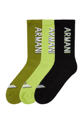 Набор высоких носков Emporio Armani 3 пары 1159846199 (Черный/Зеленый One size)