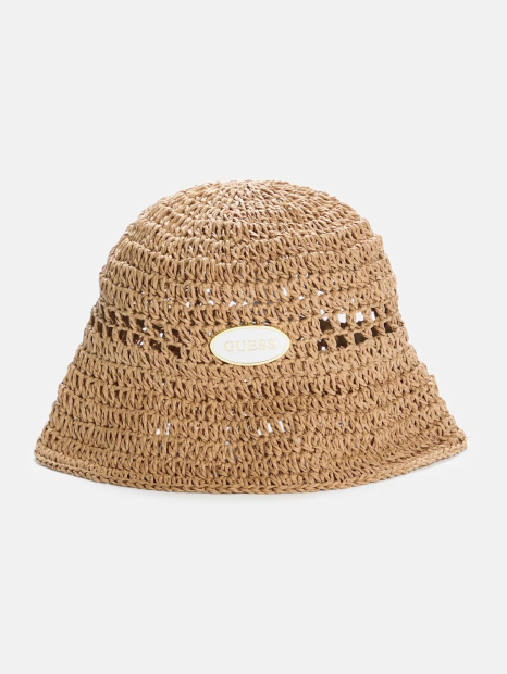 Панама из плетеной соломы рафии GUESS с логотипом 1159854547 (Бежевый One size)