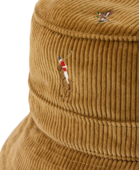 Вельветова панама Polo Ralph Lauren з вишивкою 1159863270 (Коричневий L/XL)