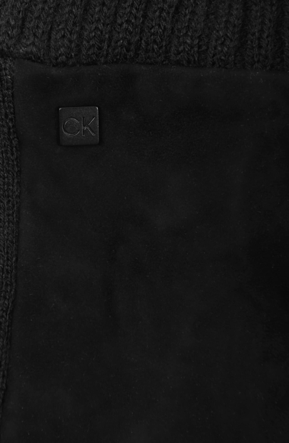Теплые замшевые перчатки Calvin Klein с логотипом 1159849436 (Черный M)