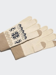В'язані рукавички HEATTECH Uniqlo з орнаментом 1159855734 (Бежевий L)