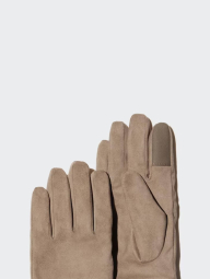 Женские перчатки из искусственной замши HEATTECH Uniqlo на меховой подкладке 1159859470 (Бежевый M)