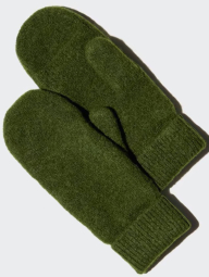 Варежки Uniqlo HEATTECH митенки из пряжи Soufflé 1159860296 (Зеленый M)