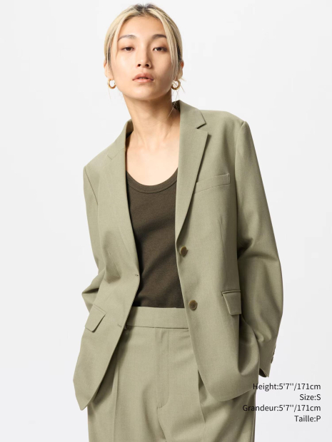 Классический пиджак UNIQLO на пуговицах 1159839964 (Зеленый S)