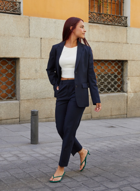 Классический пиджак UNIQLO на пуговицах 1159847179 (Синий XXL)