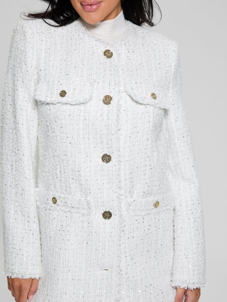 Жіночий жакет твідовий GUESS з блискітками 1159849672 (Білий M)