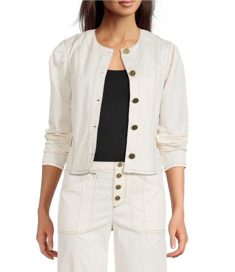 Укорочений жіночий жакет Karl Lagerfeld Paris 1159854465 (Молочний 12)