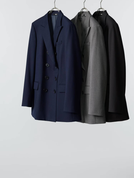 Двубортный приталенный пиджак UNIQLO на пуговицах 1159862175 (Серый M)