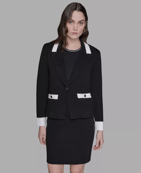 Женский вязаный блейзер Karl Lagerfeld Paris 1159863114 (Черный XL)