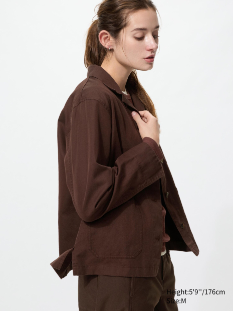 Легкий пиджак Uniqlo из смеси хлопка и льна 1159985989 (Коричневый M)