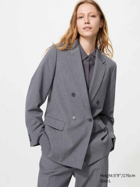 Классический пиджак UNIQLO на пуговицах 1160305019 (Серый S)
