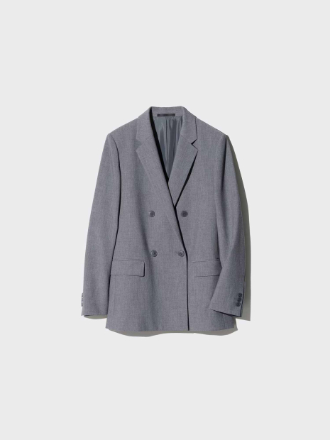Классический пиджак UNIQLO на пуговицах 1160304455 (Серый M)