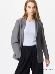 Классический пиджак UNIQLO на пуговицах 1159839962 (Серый XXL)