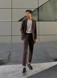 Классический пиджак UNIQLO на пуговицах 1159847178 (Коричневый XXL)