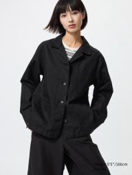 Легкий пиджак Uniqlo из смеси хлопка и льна 1160014955 (Черный S)