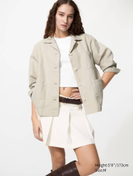 Легкий пиджак Uniqlo из смеси хлопка и льна 1160015833 (Бежевый S)