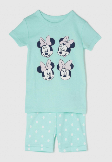 Детская пижама Disney Minnie Mouse GAP футболка и шорты 1159839911 (Бирюзовый 6-12M)