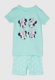 Детская пижама Disney Minnie Mouse GAP футболка и шорты 1159839483 (Бирюзовый 12-18M)